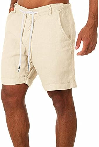 Beuu Mens Cotton Linen Bermuda Shorts, 2022 Нов летен случај на летни класични вклопки 9 шорцеви за лабава лабава шорцеви на плажа