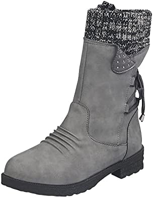 Cootsенски чизми со средно-телевизиски модни странични патентини од снег чевли западни каубојски чизми бујни ниски потпетици колено високи