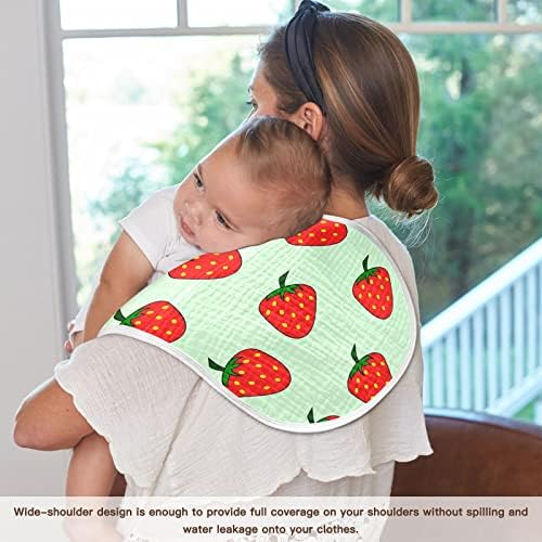 Yyzzh црвена јагода на светло зелена муслинска крпа за бебе за бебе 4 пакувања памучни бебиња за миење садови за момчиња за момче девојче