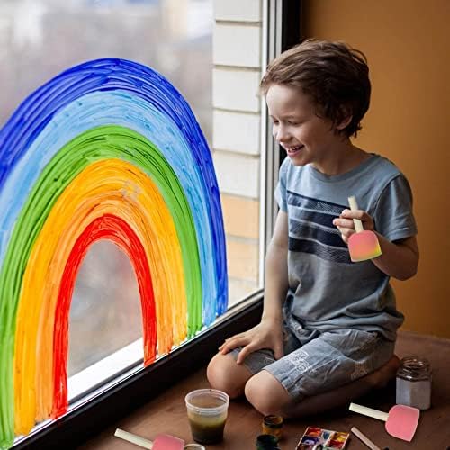 [50 -пакет] Избрани сет на четки за кругови со големина, 5 големини бои сунѓери за деца, четки за пена за сликање со дрвена рачка - користени за деца уметност и занаети, ?