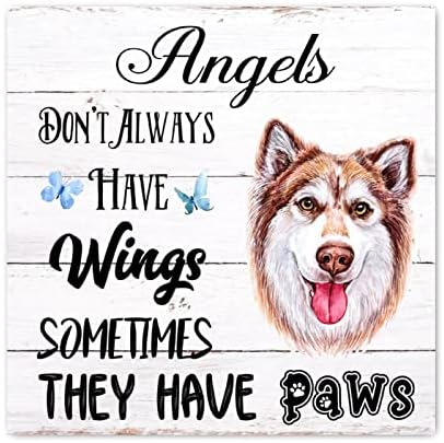 Evans1nism Дрвени знаци Ангелите немаат секогаш крилја понекогаш имаат шепи дрвени плакети ховаварт куче во ovingубовна меморија уметничка