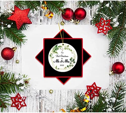 Juesmos Нашиот прв Божиќ како г -дин и г -ѓа 2022 Првиот Божиќ ангажирани украси за елка за венчавки за елка, оженет декорација