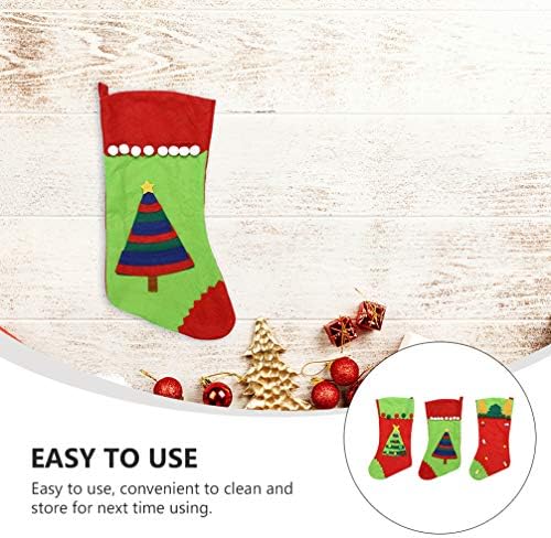 Среќнајами 3 парчиња 2020 Божиќни чорапи Прекрасна шема за везови за семејни украси 18 инчи што висат украс за порибување на забави за одмор на Божиќ