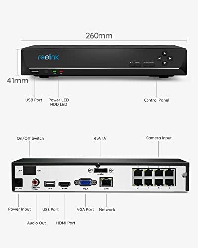 REOLINK 5MP POE Ip Камери RLC - 510a Пакет Со Reolink 8 Канал Poe Nvr 2tb Хард Диск Инсталиран, Отворен IP Безбедносен Надзор Камери, 100ft