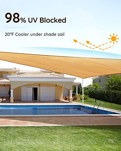 Quictent 20x26ft Голем преголем правоаголник Sun Shade Shade Sail 185G HDPE Canopy 98% УВ блок отворено внатрешен двор градина