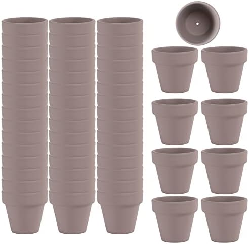 54 парчиња мали мини садови со црна глина 2.1 '' Теракота тенџере глинеста керамичка грнчарија засади кактус цветни садови со суккулентни расадници- одлични за прозор