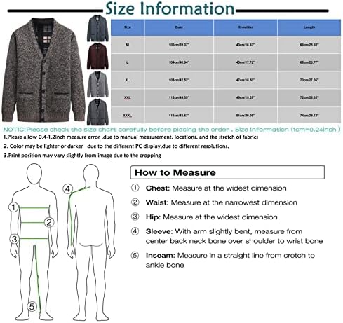 Џемпери на ymosrh кардиган за мажи обичен шал шал долг ракав задебелување на плишани v-вратот плетен џемпер за мажи