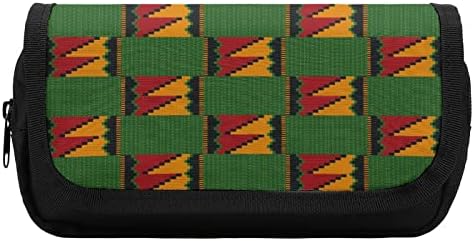 Африканска кенте печатена торба со молив со двојно слој Пенки за канцелариски торбички за шминка за шминка кутија за држач за торбичка