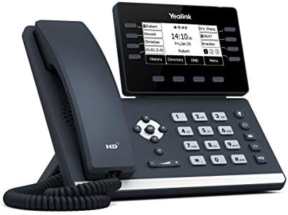 IP телефон yealink T53W, 12 сметки на VoIP. 3,7-инчен графички приказ. USB 2.0, 802.11AC Wi-Fi, двојна порта Гигабит Етернет, 802.3af POE, адаптер