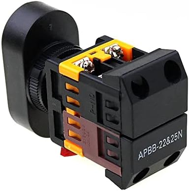 TioyW 22mm 220V AC Вклучено/Исклучено СТАРТ СТОП 1 НЕ NC APBB-22N Двоен клуч Двојна позиција со LED жолт ламба за контрола на копчето за контрола