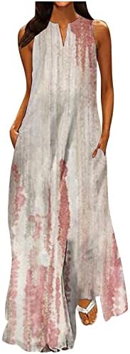 Макси фустан за жени боемски сандерс летни кафтани цветни плус големина хавајски маички фустан со џебови