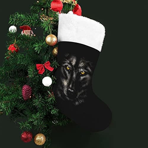 Црн волк Божиќ виси чорапи за порибување за Божиќно дрво за одмор дома