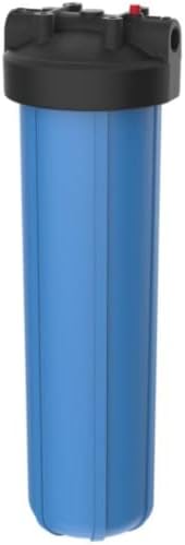 Pentair Pentek 150467 Big Blue Filter Hounding, 3/4 NPT #20 Choute House Тешка вода филтер за филтрирање со полипропилен капа и копче за олеснување на притисок, 20-инчи, црно/сино