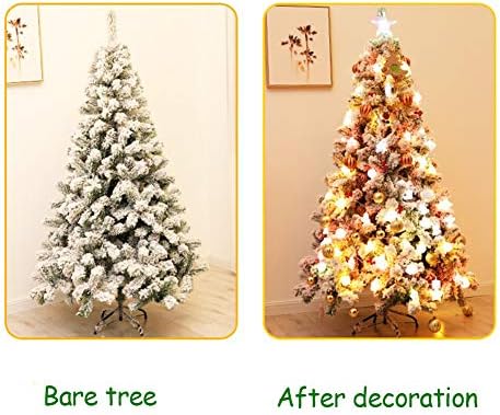 Yumuo бела собрана новогодишна елка, рустикална куќа вештачка Божиќно дрво - Совршено за украсување на празнични и отвори за одмор -300 см