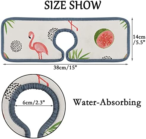 Абсорбента Кујна Тапа Мат 2 Парчиња Фламинго Птица Акварел Тропска Славина Мијалник Поздравниот Чувар Бања Контра, Тапа Контра