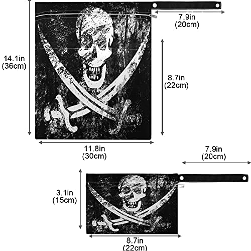 висесани гроздобер Череп Пиратско Знаме 2 парчиња Влажна Торба Со Џебови Со Патент Што Може Да Се Перат Еднократно Пространа Торба За