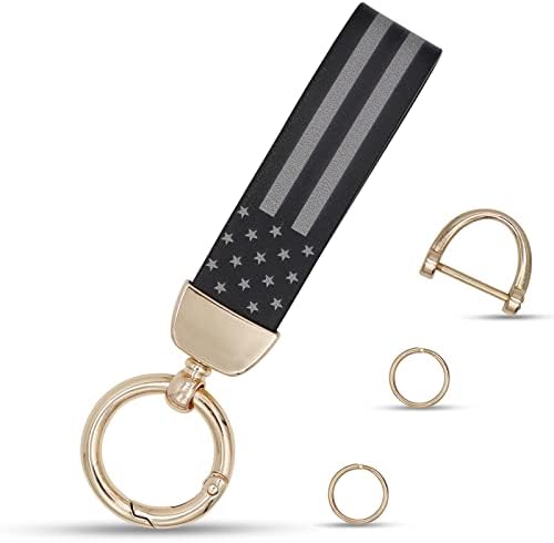 Elegananccy American USA Flag Car Keychain со легура на легура на цинк одговара за камион Chevrolet, Ford, Jeep, Men Acpertory Car