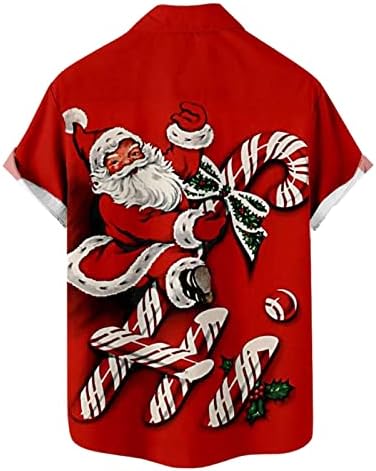 Кошули за кратки ракави на Xzhdd за мажи, смешно Божиќно копче Дедо Мраз, пад на домашната забава, лежерна кошула