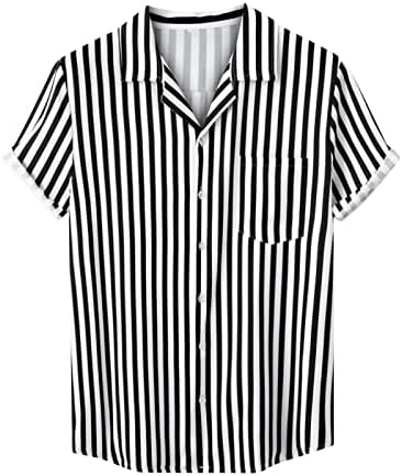 Машки шарени кошули модни обични копче за кратки ракави надолу со кошули лето лабава вклопена маица одмори од плажа кошули плус големина