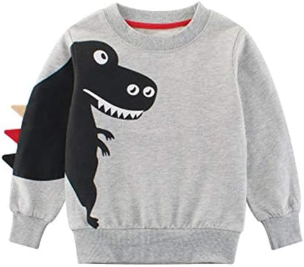 Supfans Toddler Boys Dinosaur Sweatshirts Pullover Crewneck Долг ракав Топ Т-Рекс маица
