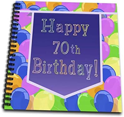 3DROSE DB_173074_2 Балони со виолетова банер Среќна 70-та книга за роденден-меморија, 12 од 12-инчи
