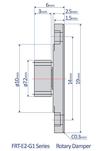 Bansbach Easylift FRT-E2-300 G1 ротациони амортизери/стандард, 19 mm x 6 mm x 6 mm