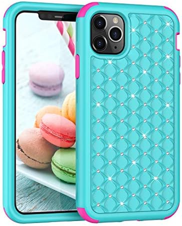 iPhone 11 Pro 5.8 Case, Dooge Diamond Studed Bling Case ChockProof Armor Defender Hybrid Full-Tody Rugged Gratege Impact Protective