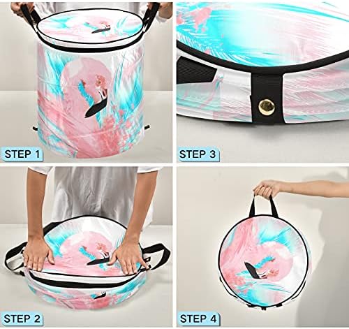 Прекрасна нацртана фламинго се појавува алишта за перење алишта со капакот за складирање на капакот за склопување торба за алишта за бања во