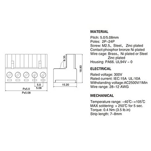 Willwin 10 Поставете 5.08 mm PITCH RIGHT ANGLE 8PIN PCB приклучок на терминални блок конектори