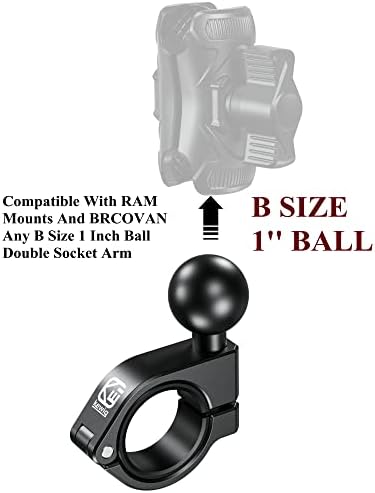 BRCOVAN Aluminum легура на рачката на рачката на рачката на рачката со 1 '' TPU топка компатибилна со Mounts на RAM меморија Б големина двојна приклучок за шини за дијаметар на шин?