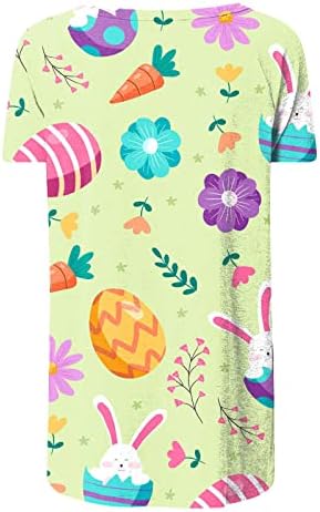 Велигденски кошули за жени пилешки зајаци јајца од јајца блузи кратки ракави случајни пулвер средна должина лабава маица врвови