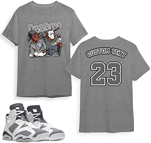 Прилагодено име 2 еднострана маица за Jordanордан 6 Ретро Кул Греј, ТЕЕ 2-тина подарок за маица за патики Jordanордан 6-ти ретро кул сиво 1