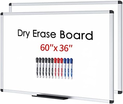 Viz-Pro Draise Board/Whiteboard, не-магнетна, пакет од 2, 5 'x 3', табла поставена на wallидови за училишна канцеларија и дома, со маркери со 12 точки