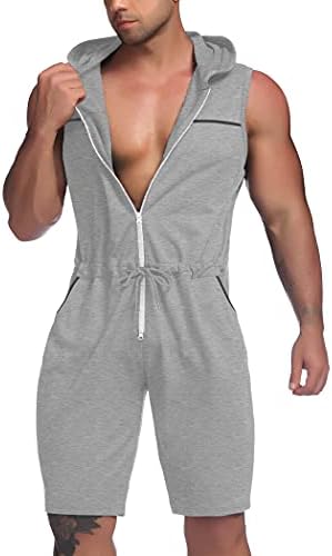 Coofandy Mens Scomps Sumps Sumps One Piects Surfice Mase Comfy Comfy Comfy Leavely Fim Fit Chaped Zipper Rompers BodySuit со џебови