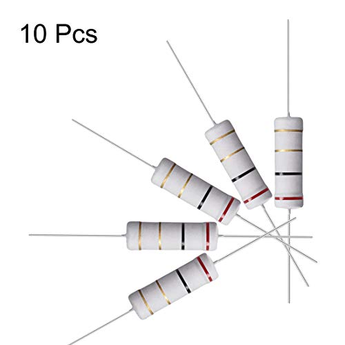 Uxcell 10pcs 2 ом отпорник, 5W 5% толеранција метални оксидни филмски отпорници, олово, доказ за пламен за електронски проекти и експерименти со DIY