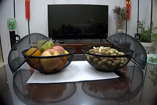 Овошна корпа со капак - Декоративна овошна чинија метална жица корпа покриена со плочки за овошје за овошје за овошје со овошје,