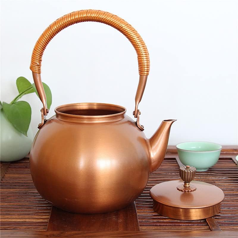 Kkekos рачно изработен бакар чајник 42oz 1200ml цврст котел за чај од бакар кинески чајник за шпорет без облога