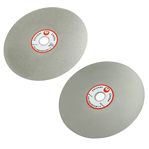 Uxcell 2pcs 150 mm 6-инчен грит 320, 1500 дијамантски обложен рамен диск на дискот за мелење на тркала за мелење на тркала за мелење