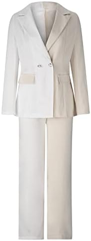 Женски блејзер постави 2 парчиња деловни деловни облеки за дама лесна боја на отворено предни костуми за панталони