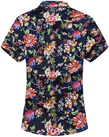 XXBR машки хавајски кошули, цветни тропски растенија печатени кошули копче надолу тропски празнични летни кошули за фустани на плажа