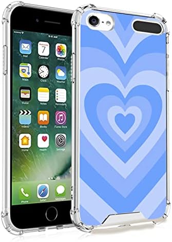Tharlet Cute ipod Touch 7 Case, iPod Touch 6 Case, iPod Touch 5 Case Cless Blue Love Heart For Whilds Think Profuref ShockProof Тенок