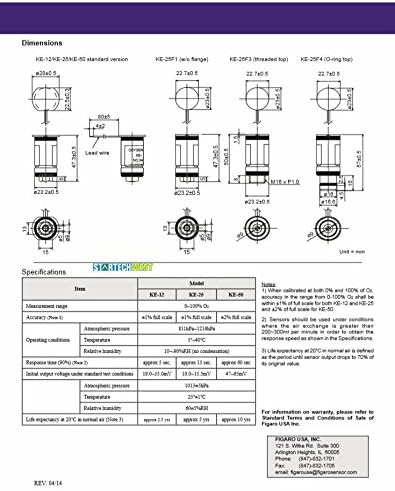 Figaro нов KE-25 KE25 ДЕТЕКТОР ЗА Сензор за гас на сензорот за кислород GSYUASA SEXANGLE CONNECTOR