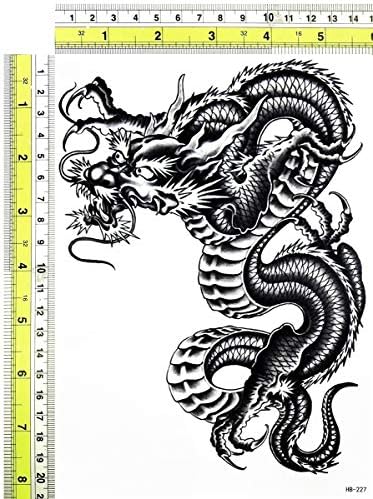 Парита големи тетоважи Црн змеј Кина цртан филм уметност привремена тетоважа лажна тело на градите на рамо на ногата на налепници на нозе