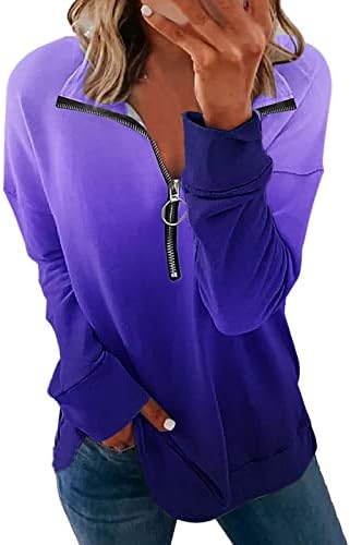 Womenенски преголем полу -патент пулвер со висок врат печатен џемпер од качулка со долги ракави, проточен џемпер на врвот