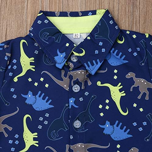 Детето бебе момче Фламинго Краток ракав копче надолу кошула и обични шорцеви Поставете летни облеки 1-6 години облека