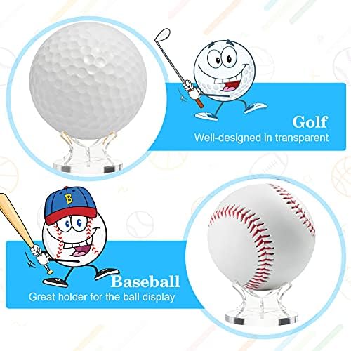 Sumind 3 парчиња акрилик мала топка држач за спортови топка, решетката за бејзбол дисплеј, држач за приказ на топката, со 3 парчиња гумени