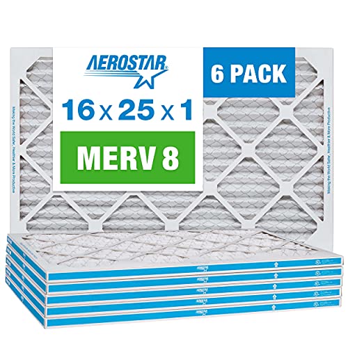Aerostar 16x25x1 MERV 8 Pleated Филтер За Воздух, 6 Пакет &засилувач; 16x25x1 MERV 13 Плисирани Филтер За Воздух, AC Печка Филтер За
