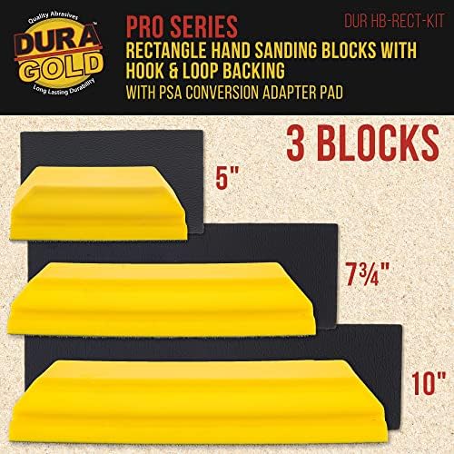 Dura-Gold Pro Series Series Recagle Block Block Block со 3 блока, 5 , 7-3/4 и 10 сет, подлога на кука и јамка и подлога за