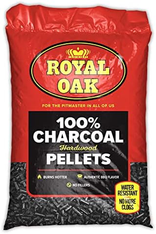 Кралски даб 100 проценти пелети од јаглен од тврдо дрво за вистински вкус на скара, печење и пушење, висока топлина, се спротивставува на вода, лесна за чистење, торба