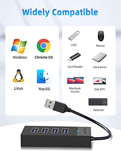 4 ПОРТИ USB Центар, SANZANG USB 3.0 Центар, 5GBPS USB Сплитер USB Порта Експандер ЗА Лаптоп, Xbox, Флеш Диск, HDD, Конзола, Печатач, Камера, Keyborad, Глувчето (6 инчен)